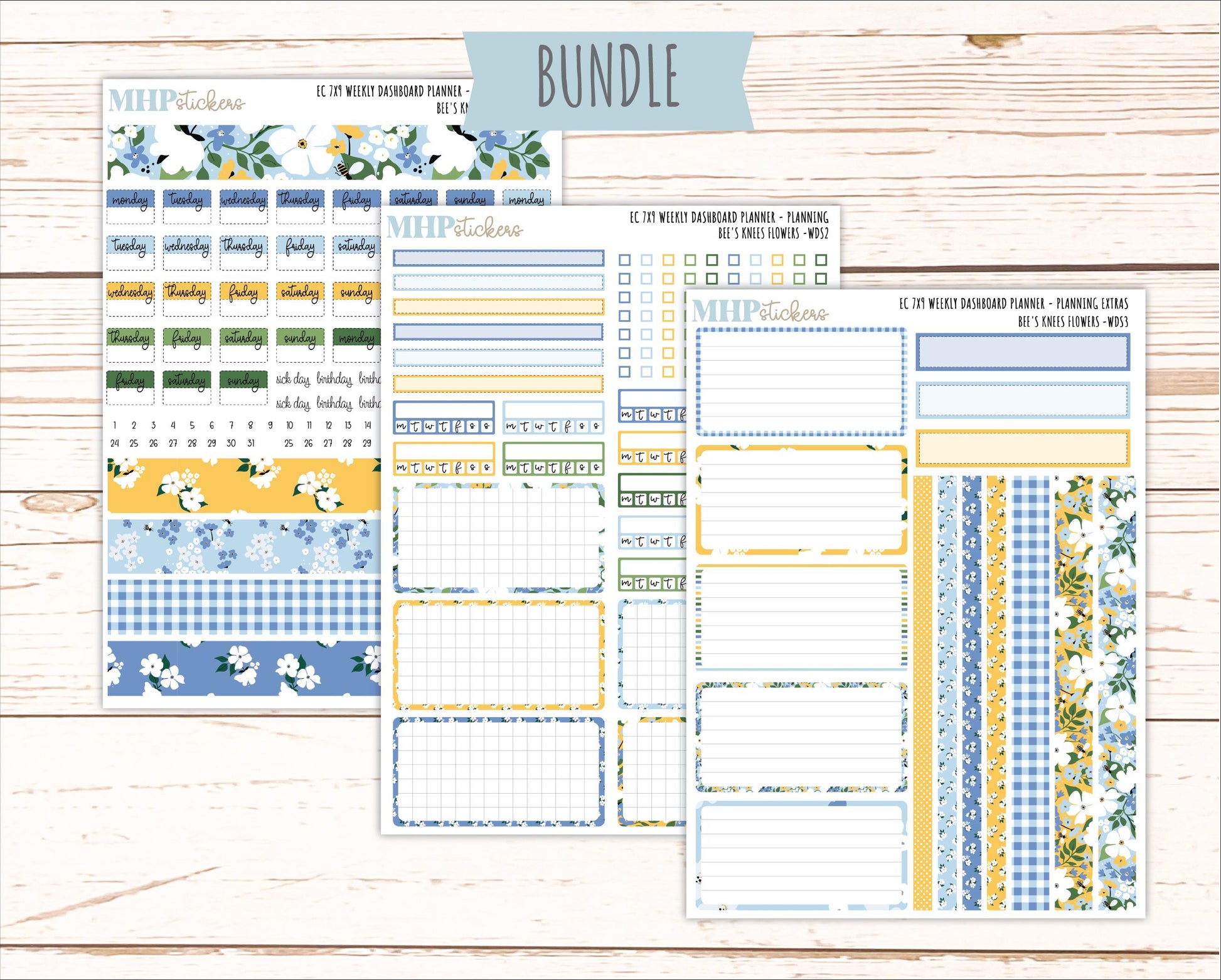 APRIL Weekly Dashboard Kit for 7x9 Erin Condren Planners. 2026 Collection "Bee's Knees Flowers" || ECWDS