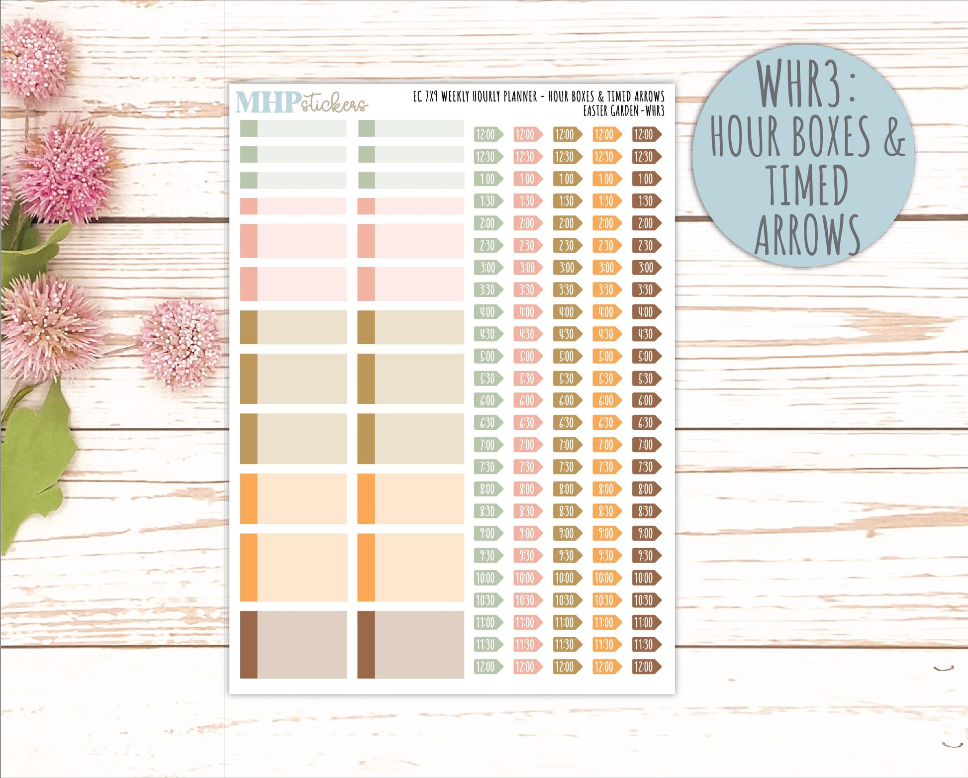 APRIL Weekly Hourly Planning Kits for 7x9 Erin Condren Planners. 2026 Collection "Easter Garden" || ECWHR