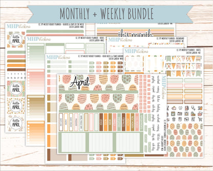 APRIL Weekly Hourly Planning Kits for 7x9 Erin Condren Planners. 2026 Collection "Easter Garden" || ECWHR