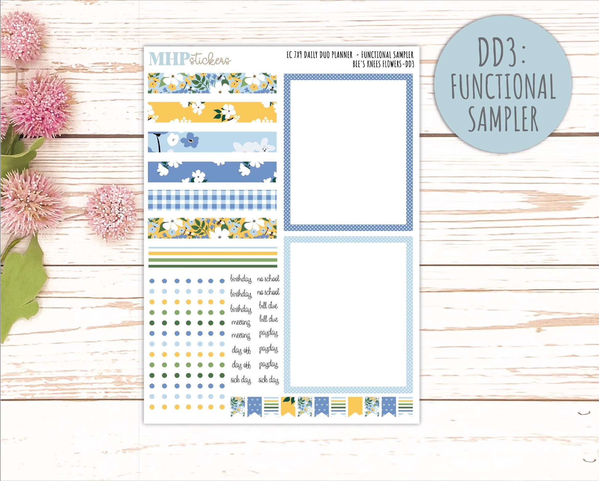 APRIL Daily Duo Sticker Kit for 7x9 Erin Condren Planners. 2026 Collection "Bee's Knees Flowers" || ECDD