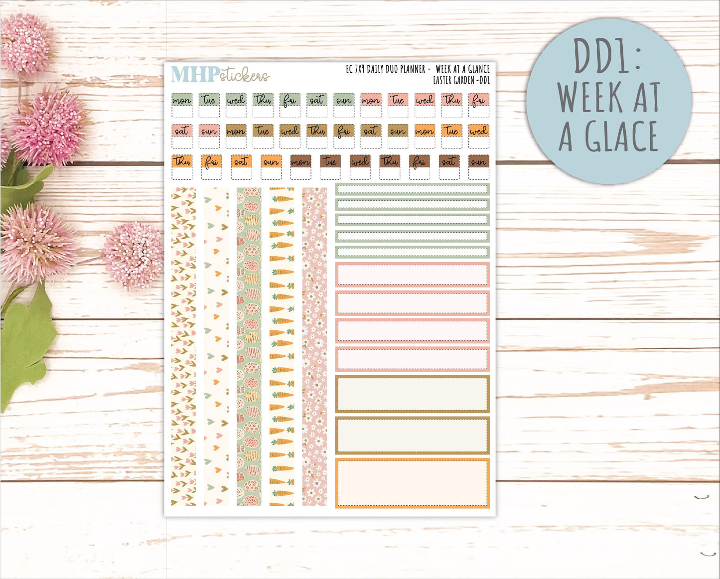 APRIL Daily Duo Sticker Kit for 7x9 Erin Condren Planners. 2026 Collection "Easter Garden" || ECDD