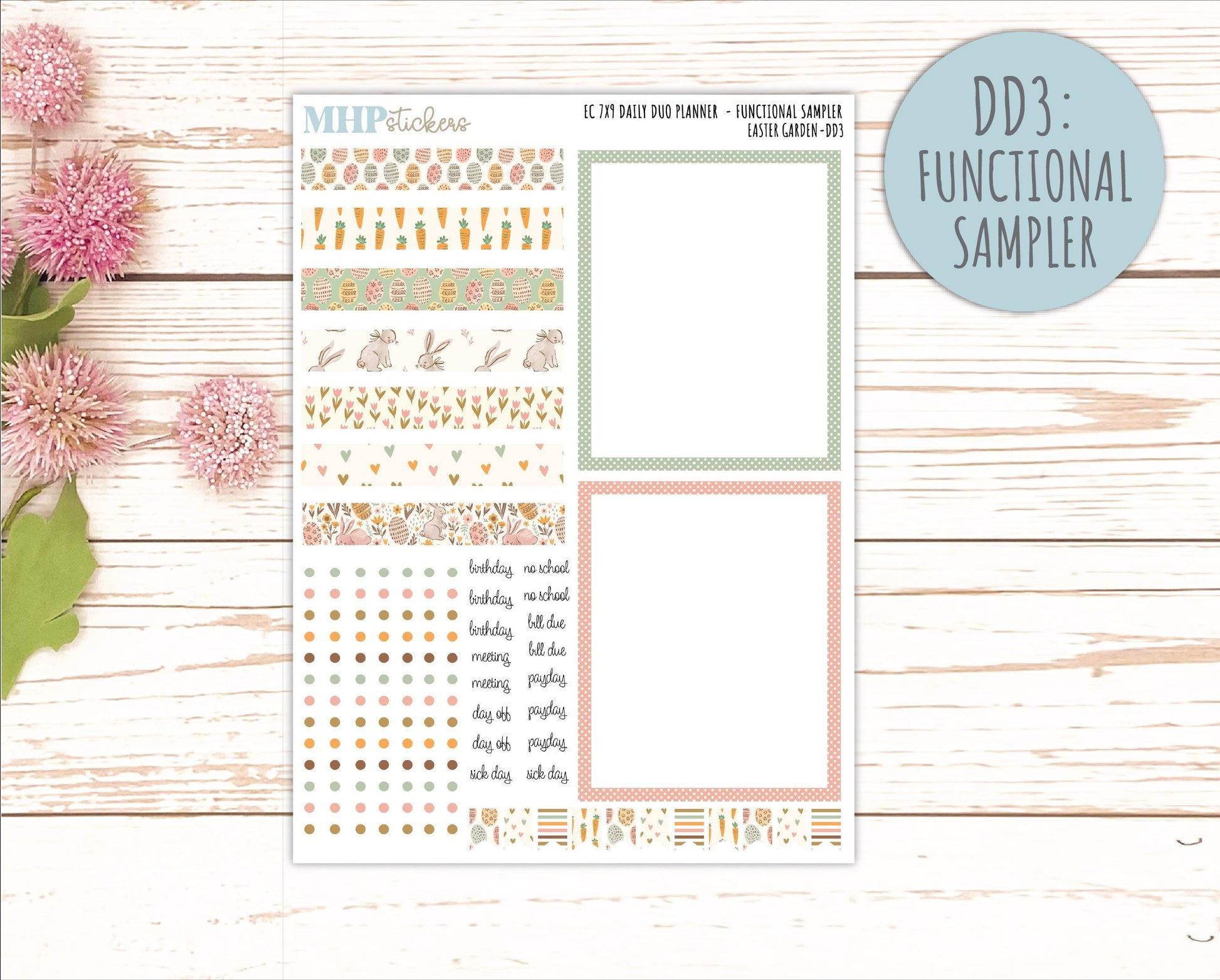 APRIL Daily Duo Sticker Kit for 7x9 Erin Condren Planners. 2026 Collection "Easter Garden" || ECDD