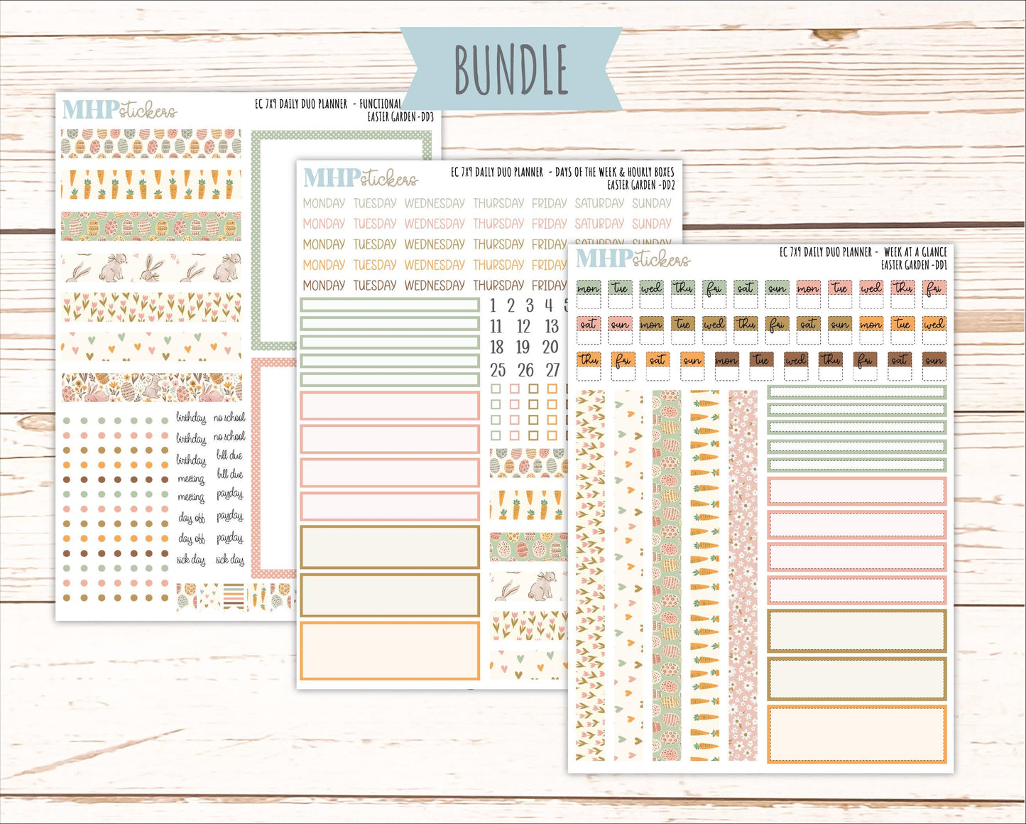 APRIL Daily Duo Sticker Kit for 7x9 Erin Condren Planners. 2026 Collection "Easter Garden" || ECDD