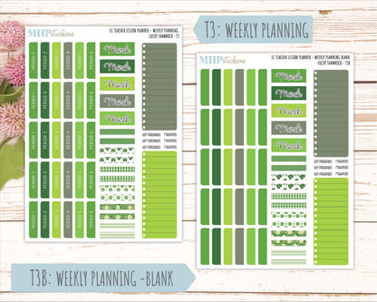 MARCH Stickers for EC Teacher Lesson Planner - Vertical Layout.. 2026 Collection "Lucky Shamrock" || ECT