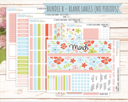 MARCH Stickers for EC Teacher Lesson Planner - Vertical Layout. 2026 Collection "Spring" || ECT