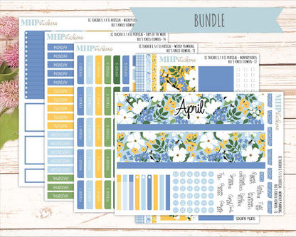 APRIL Stickers for EC Teacher Lesson Planner - Vertical Layout. 2026 Collection "Bee's Knees Flowers" || ECT
