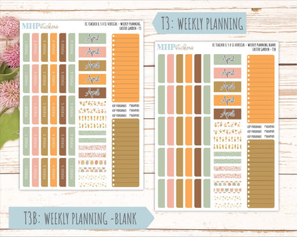 APRIL Stickers for EC Teacher Lesson Planner - Vertical Layout. 2026 Collection "Easter Garden" || ECT