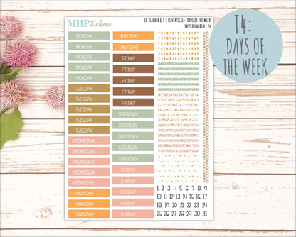 APRIL Stickers for EC Teacher Lesson Planner - Vertical Layout. 2026 Collection "Easter Garden" || ECT