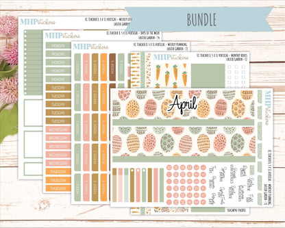 APRIL Stickers for EC Teacher Lesson Planner - Vertical Layout. 2026 Collection "Easter Garden" || ECT