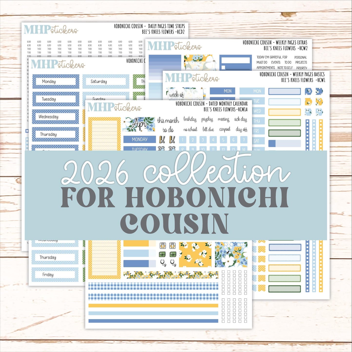 APRIL 2026 Stickers for Hobonichi Cousin. A5 Planners "Bee's Knees Flowers" || HC