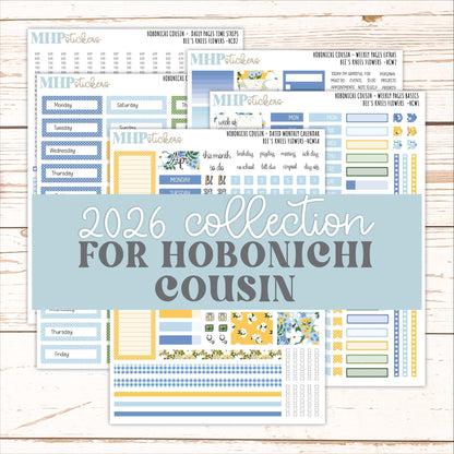 APRIL 2026 Stickers for Hobonichi Cousin. A5 Planners "Bee's Knees Flowers" || HC