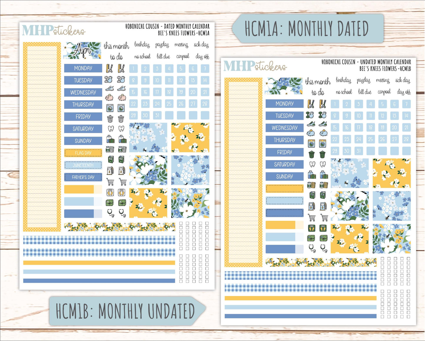APRIL 2026 Stickers for Hobonichi Cousin. A5 Planners "Bee's Knees Flowers" || HC