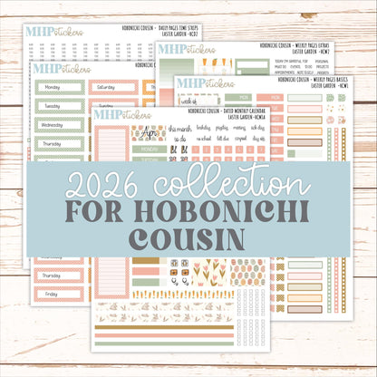 APRIL 2026 Stickers for Hobonichi Cousin. A5 Planners "Easter Garden" || HC