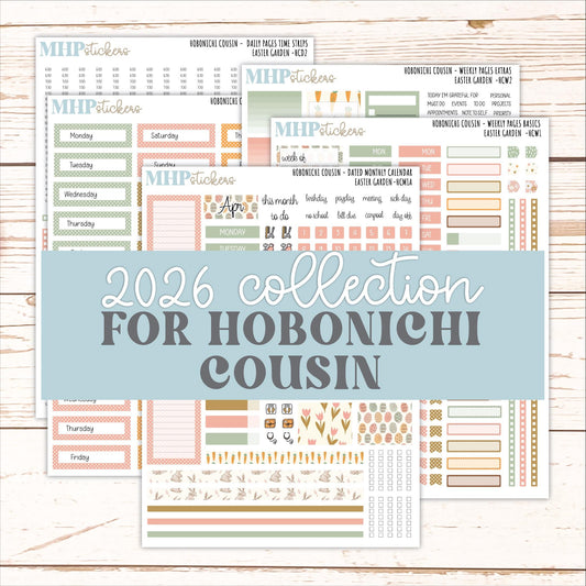 APRIL 2026 Stickers for Hobonichi Cousin. A5 Planners "Easter Garden" || HC