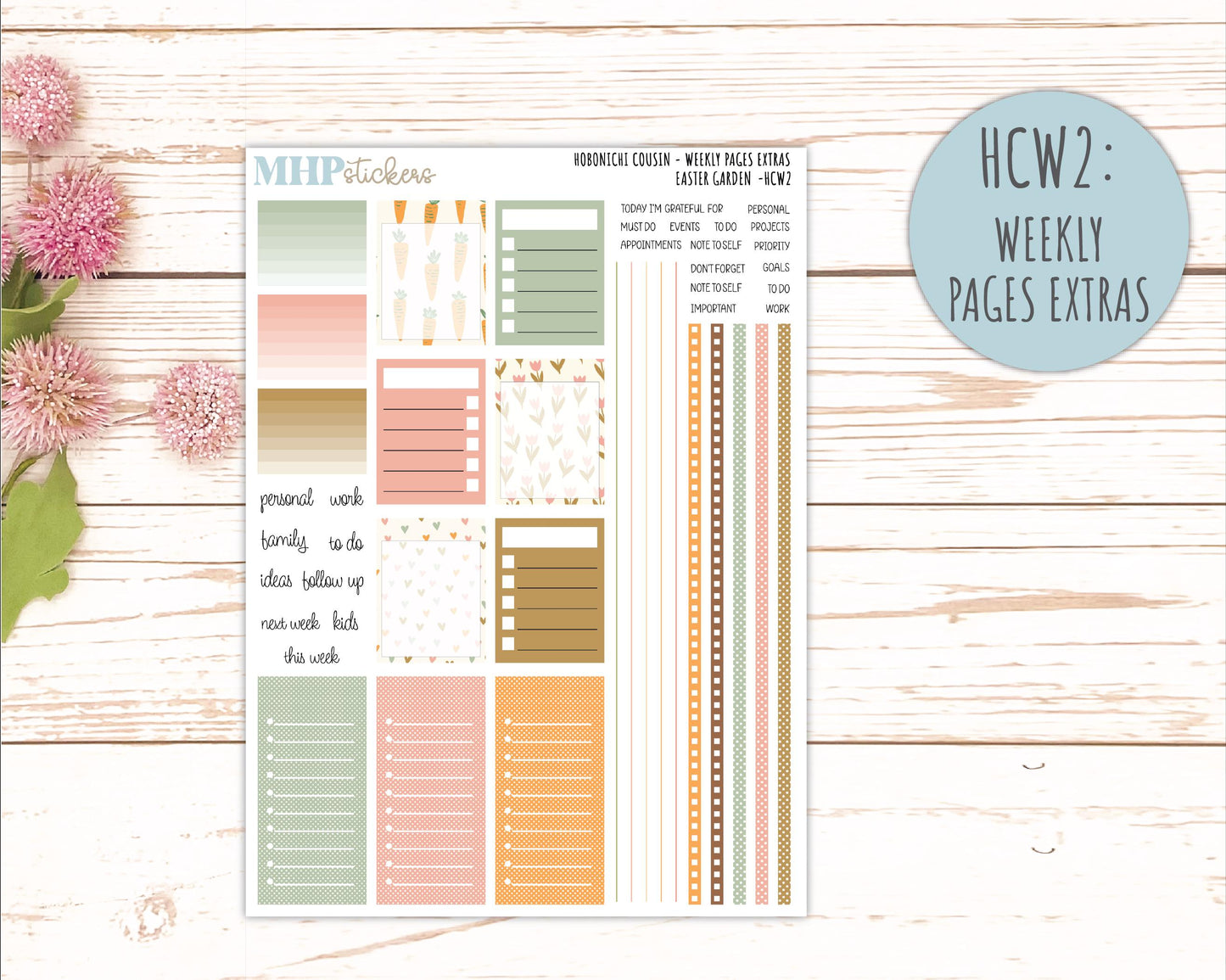 APRIL 2026 Stickers for Hobonichi Cousin. A5 Planners "Easter Garden" || HC