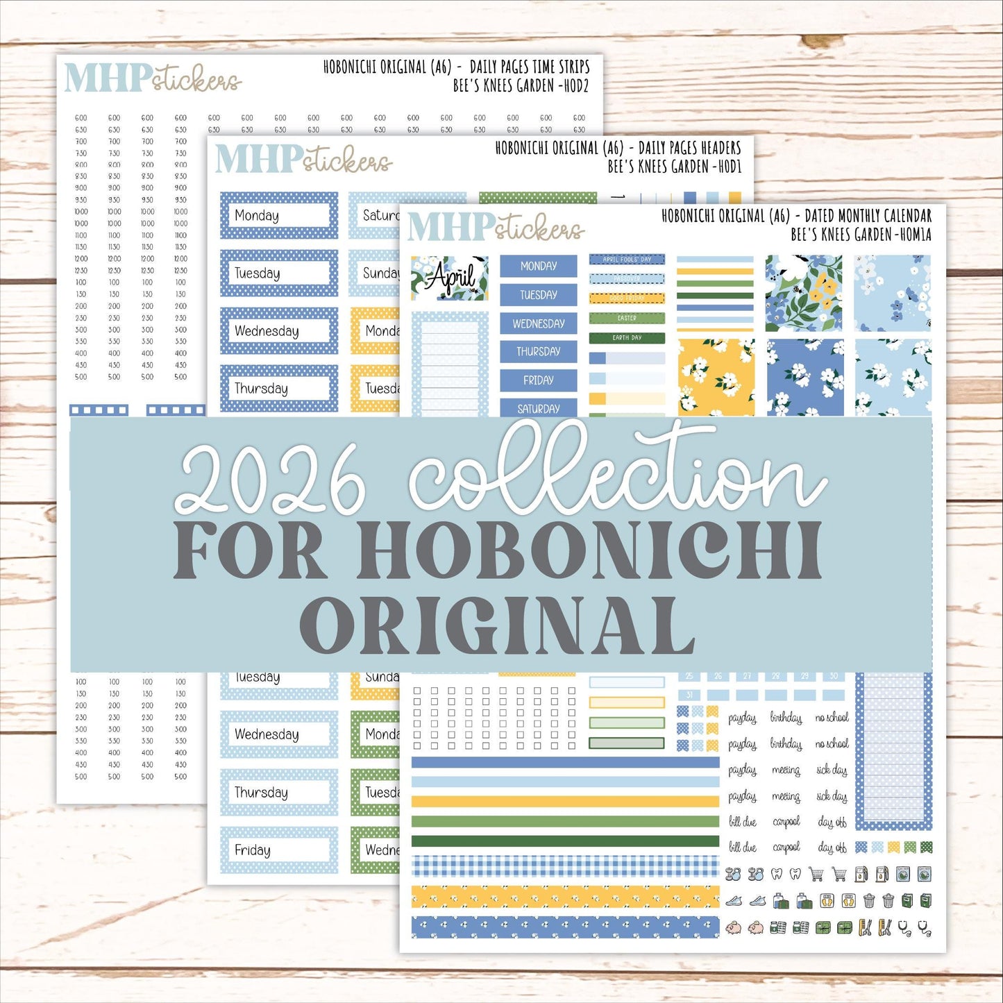 APRIL 2026 Stickers for Hobonichi Techo Original. A6 Planners "Bee's Knees Flowers" || HO