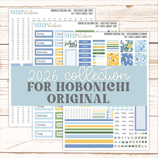 APRIL 2026 Stickers for Hobonichi Techo Original. A6 Planners "Bee's Knees Flowers" || HO