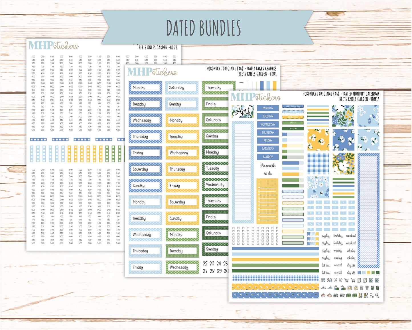 APRIL 2026 Stickers for Hobonichi Techo Original. A6 Planners "Bee's Knees Flowers" || HO