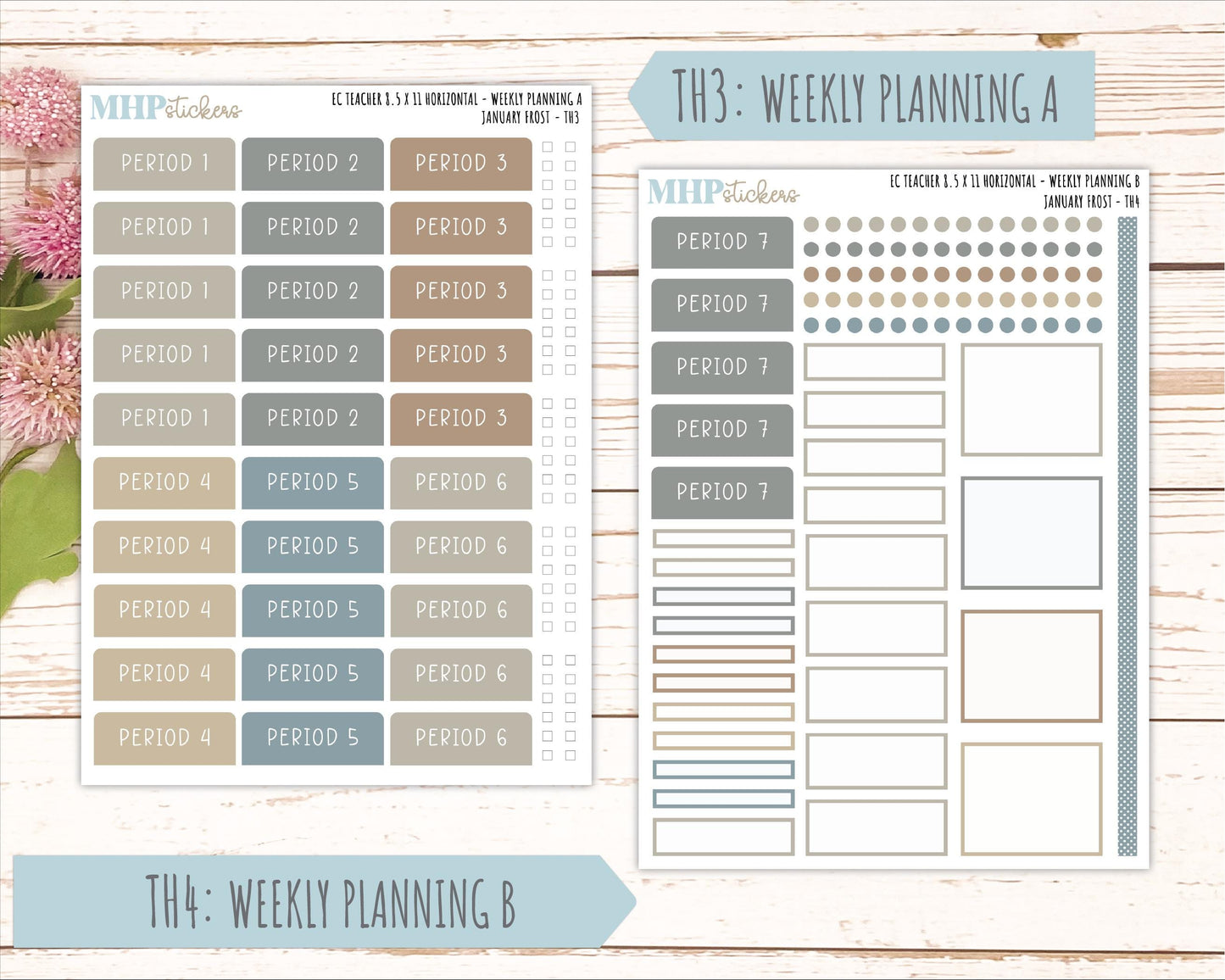 JANUARY Stickers for EC Teacher Lesson Planner - Horizontal Layout. 2026 Collection "January Frost" || ECTH