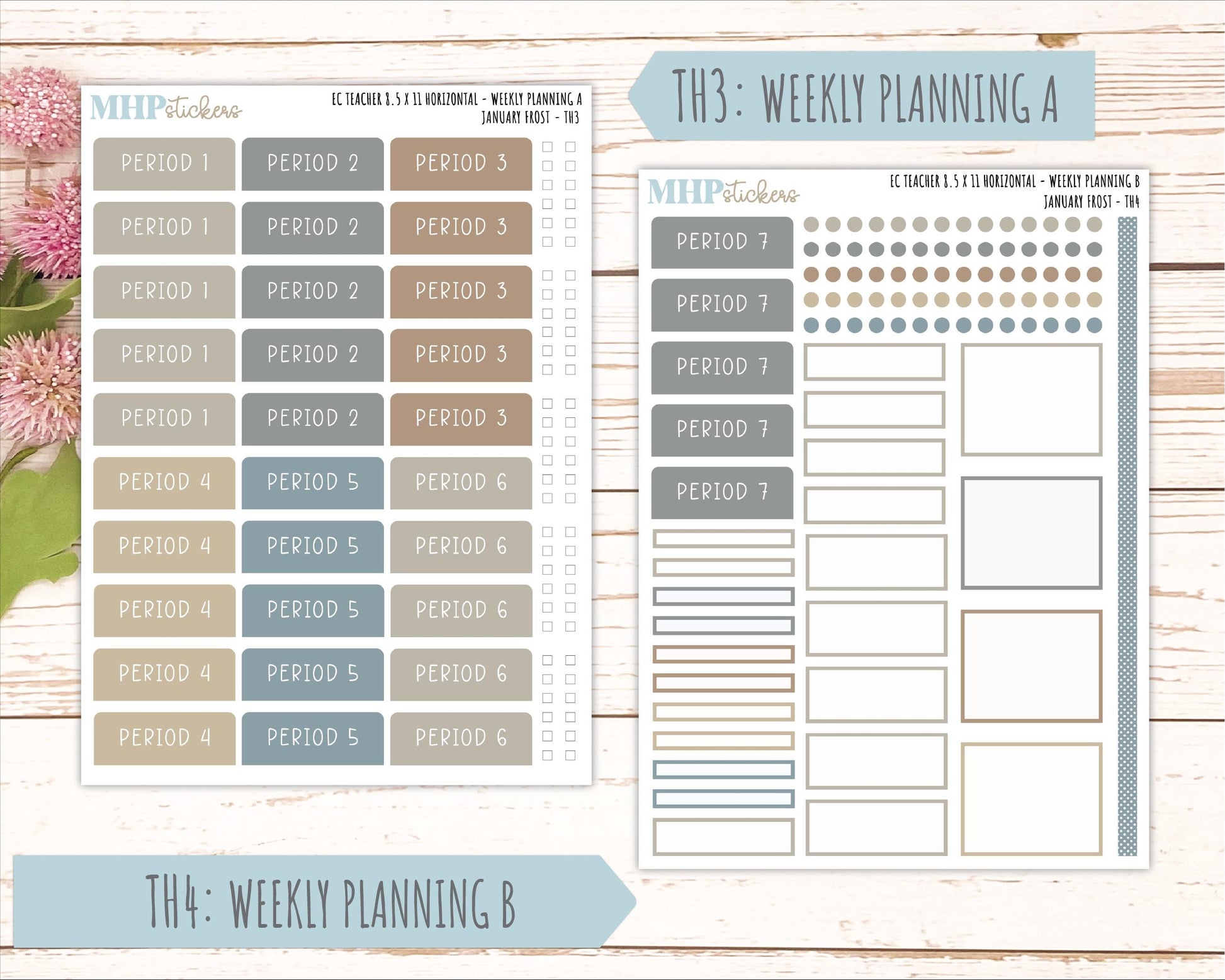 JANUARY Stickers for EC Teacher Lesson Planner - Horizontal Layout. 2026 Collection "January Frost" || ECTH