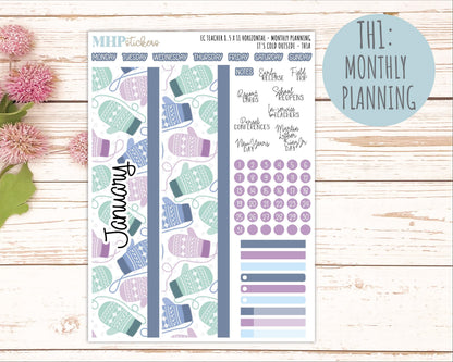 JANUARY Stickers for EC Teacher Lesson Planner - Horizontal Layout. 2026 Collection "It's Cold Outside" || ECTH