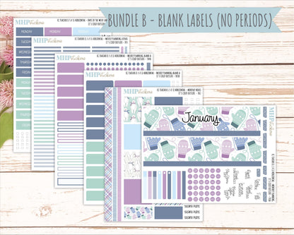 JANUARY Stickers for EC Teacher Lesson Planner - Horizontal Layout. 2026 Collection "It's Cold Outside" || ECTH