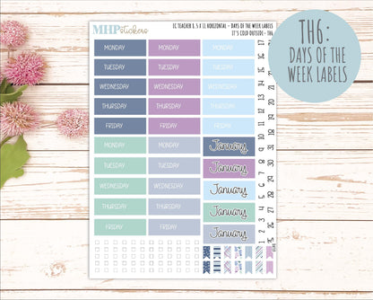 JANUARY Stickers for EC Teacher Lesson Planner - Horizontal Layout. 2026 Collection "It's Cold Outside" || ECTH