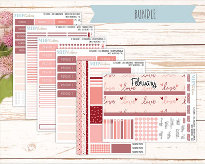 FEBRUARY Stickers for EC Teacher Lesson Planner - Horizontal Layout. 2026 Collection "Sweet Valentine" || ECTH