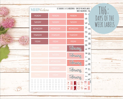 FEBRUARY Stickers for EC Teacher Lesson Planner - Horizontal Layout. 2026 Collection "Sweet Valentine" || ECTH