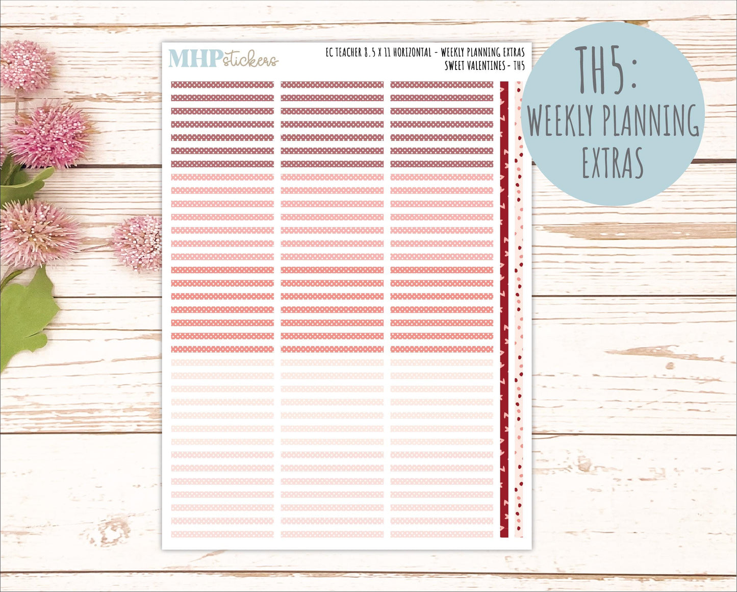 FEBRUARY Stickers for EC Teacher Lesson Planner - Horizontal Layout. 2026 Collection "Sweet Valentine" || ECTH