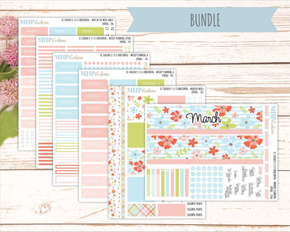 MARCH Stickers for EC Teacher Lesson Planner - Horizontal Layout. 2026 Collection "Spring" || ECTH