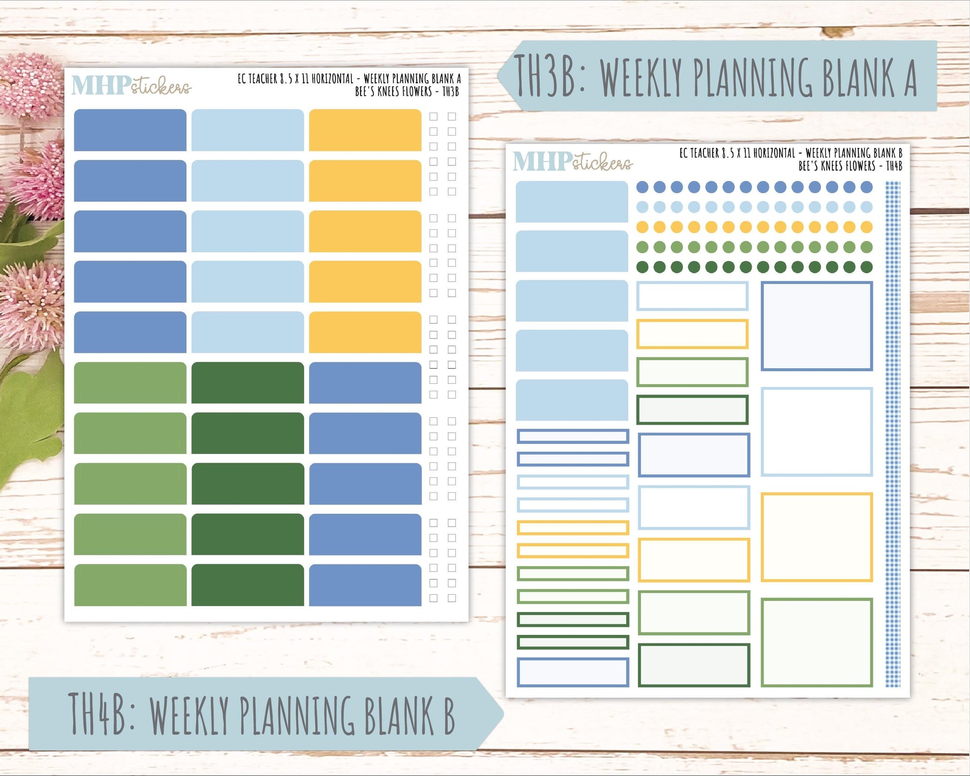 APRIL Stickers for EC Teacher Lesson Planner - Horizontal Layout. 2026 Collection "Bee's Knees Flowers" || ECTH