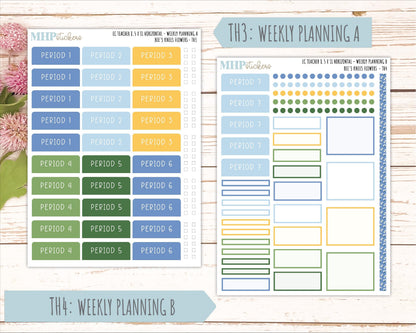 APRIL Stickers for EC Teacher Lesson Planner - Horizontal Layout. 2026 Collection "Bee's Knees Flowers" || ECTH