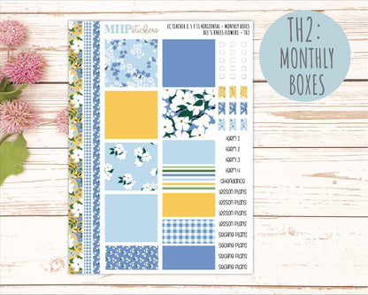 APRIL Stickers for EC Teacher Lesson Planner - Horizontal Layout. 2026 Collection "Bee's Knees Flowers" || ECTH