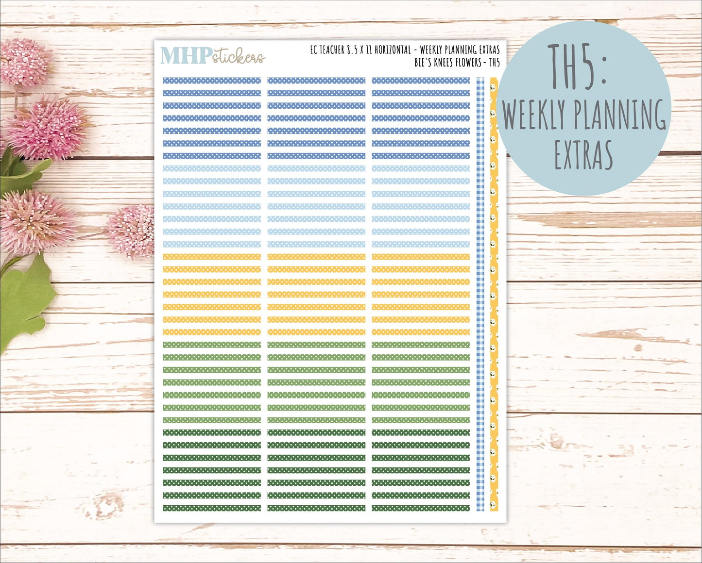 APRIL Stickers for EC Teacher Lesson Planner - Horizontal Layout. 2026 Collection "Bee's Knees Flowers" || ECTH