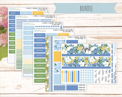 APRIL Stickers for EC Teacher Lesson Planner - Horizontal Layout. 2026 Collection "Bee's Knees Flowers" || ECTH