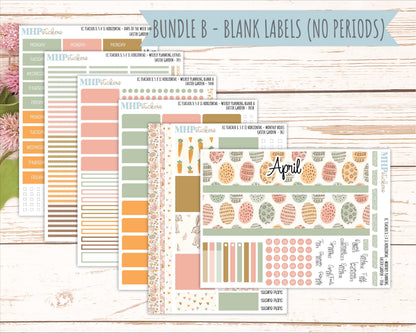 APRIL Stickers for EC Teacher Lesson Planner - Horizontal Layout. 2026 Collection "Easter Garden" || ECTH