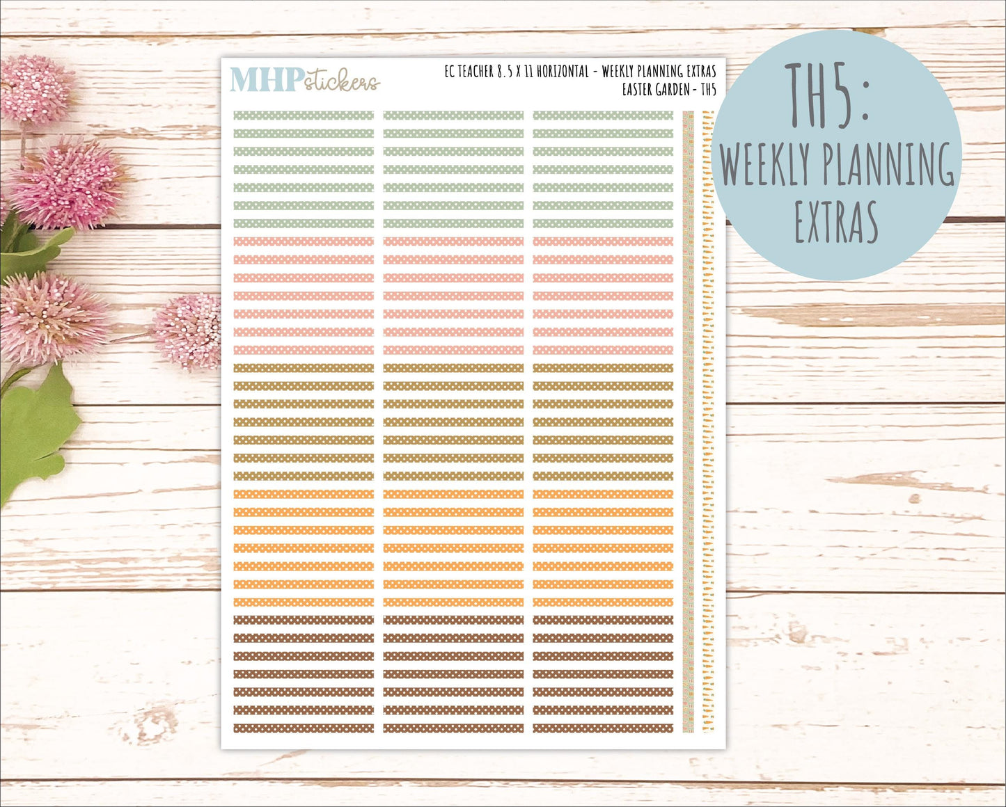 APRIL Stickers for EC Teacher Lesson Planner - Horizontal Layout. 2026 Collection "Easter Garden" || ECTH