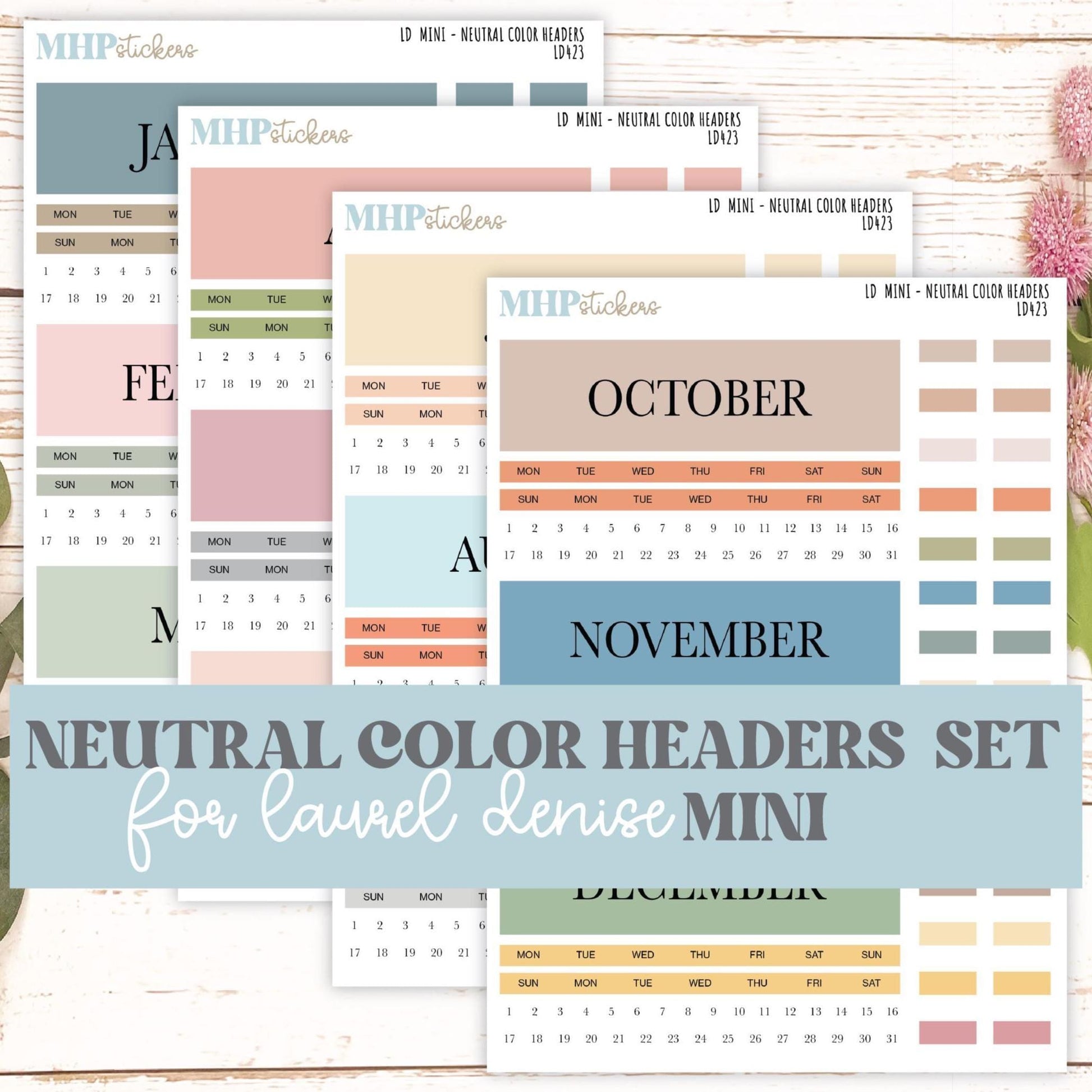 Neutral Color Monthly Headers Set for Laurel Denise small || LD423