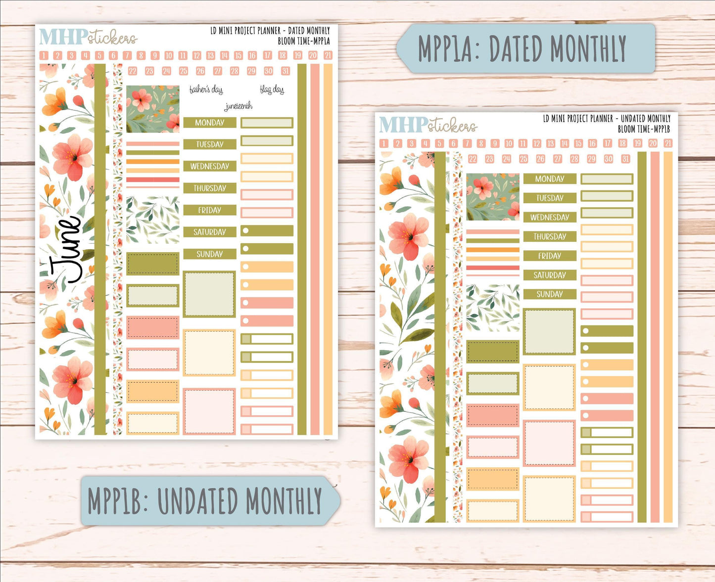 JUNE 2025 Stickers for The Rose Small Laurel Denise Planner (Formerly Mini Project Planner) "Bloom Time" || MPPBT