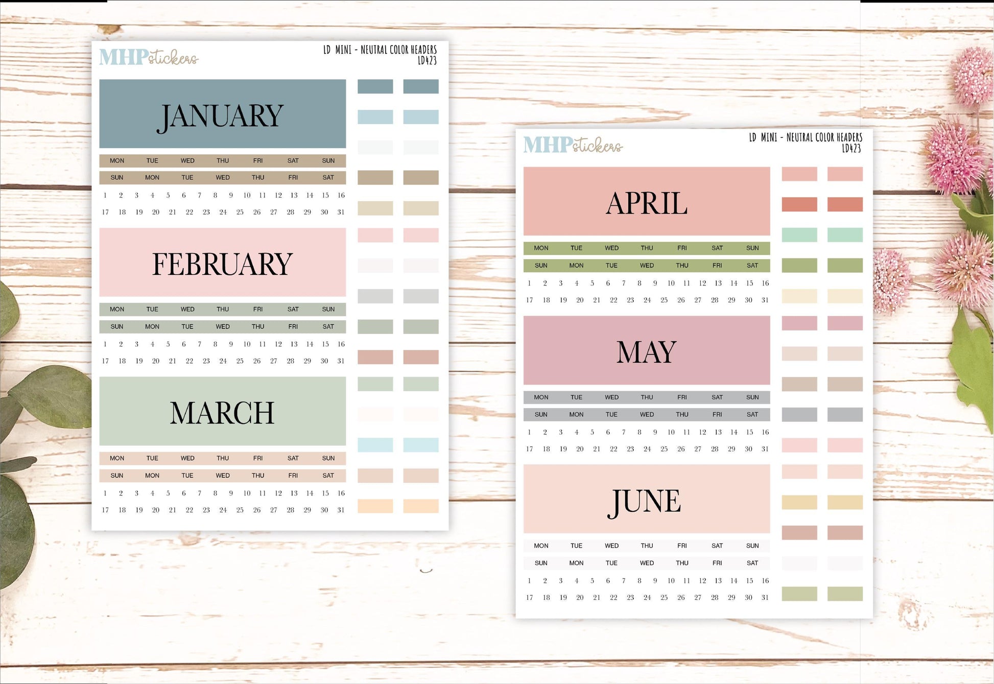 Neutral Color Monthly Headers Set for Laurel Denise small || LD423