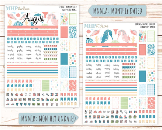 AUGUST 2025 Stickers for Small Horizontal & Vertical Laurel Denise Planners. (Formerly Mini Planner) "Island Vibes" || MNIV