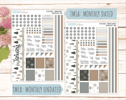 JANUARY Stickers for The Valerie Laurel Denise Planner (Formerly Teacher Planner) "January Frost" || TC