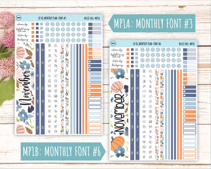 NOVEMBER Stickers for Large size Horizontal & Vertical Laurel Denise Planner. (Formerly Original or Standar Size) "Hello Fall" || OGHF