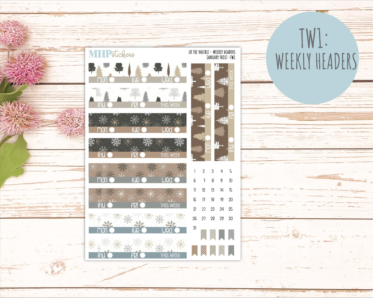 JANUARY Stickers for The Valerie Laurel Denise Planner (Formerly Teacher Planner) "January Frost" || TC