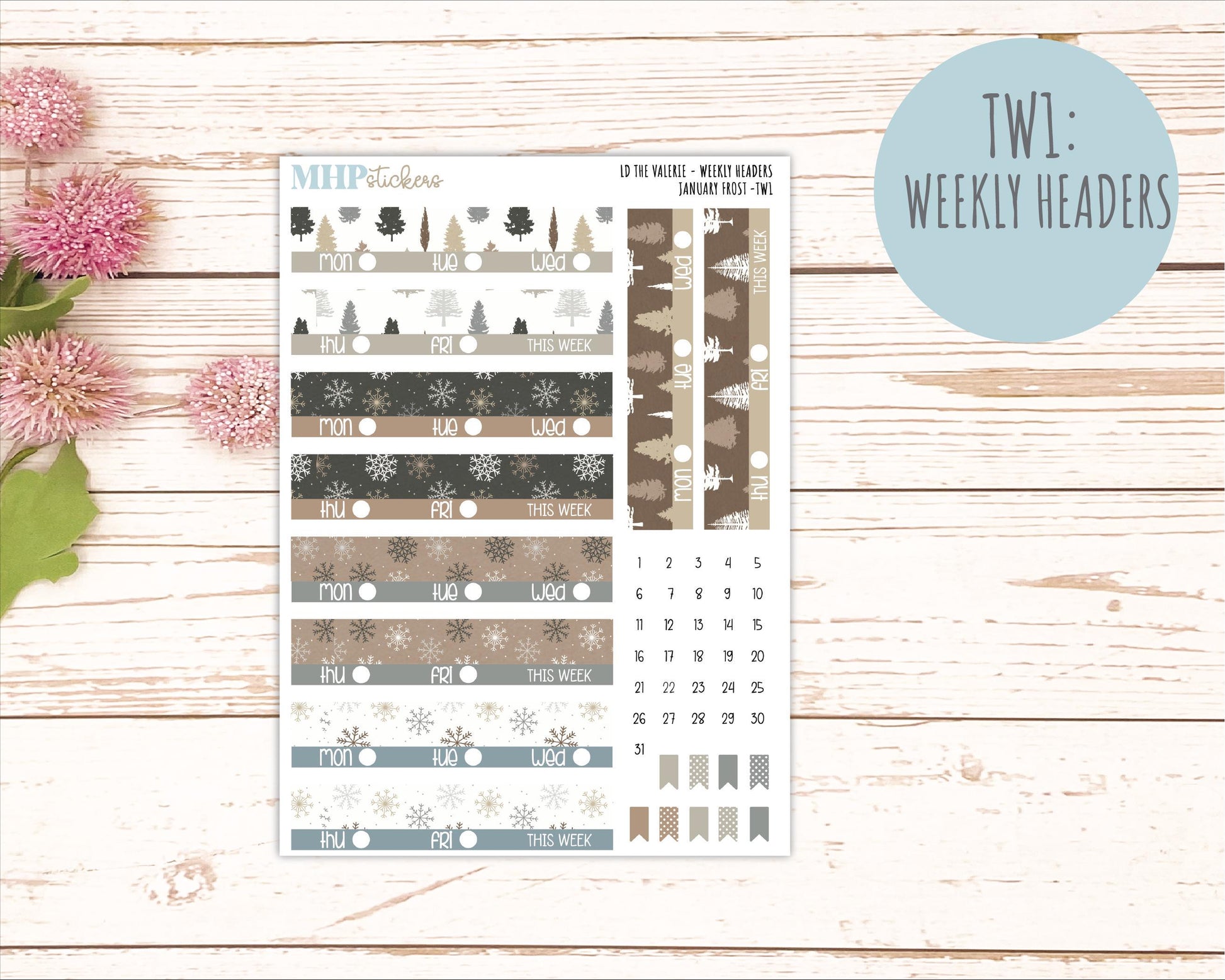 JANUARY Stickers for The Valerie Laurel Denise Planner (Formerly Teacher Planner) "January Frost" || TC