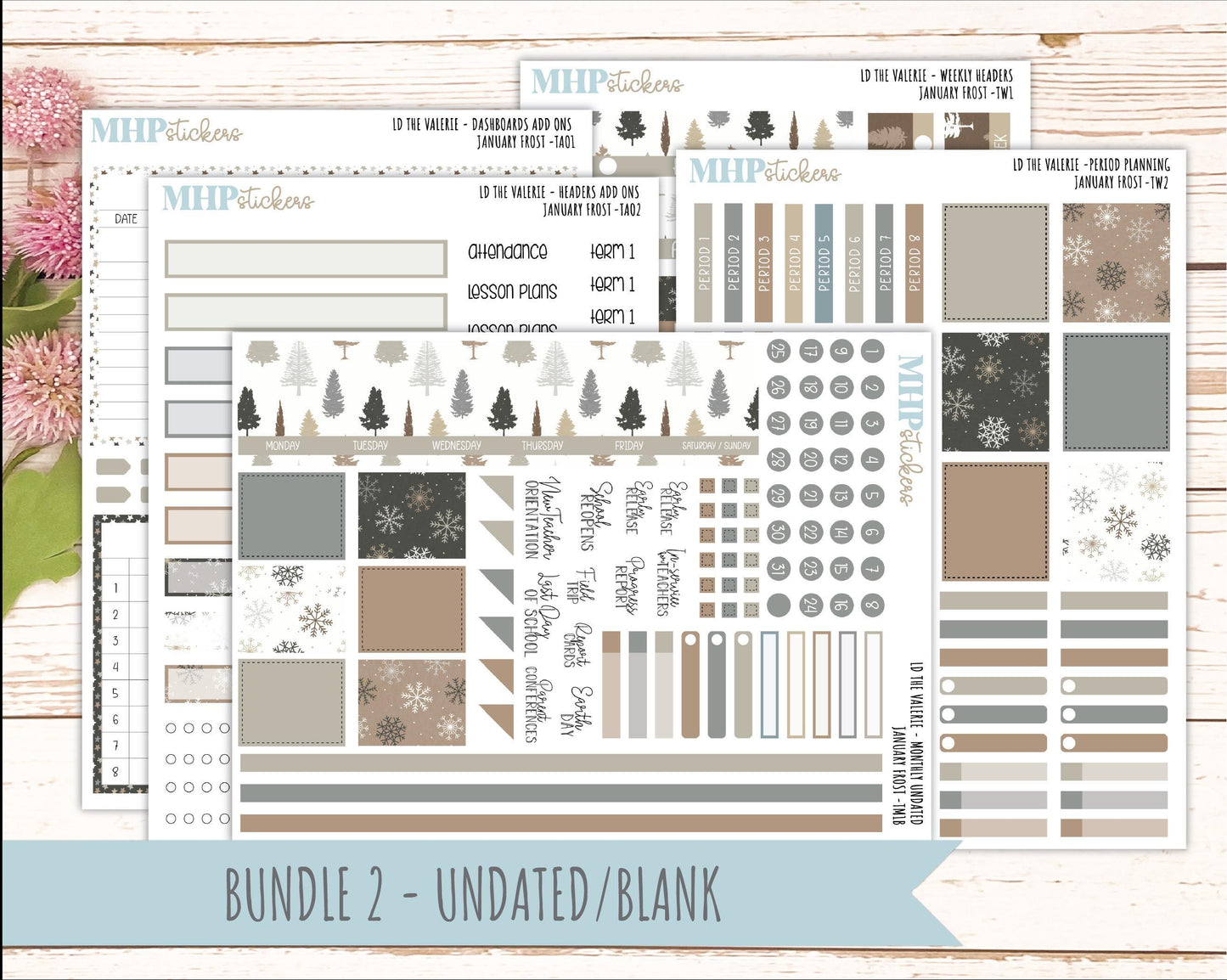 JANUARY Stickers for The Valerie Laurel Denise Planner (Formerly Teacher Planner) "January Frost" || TC
