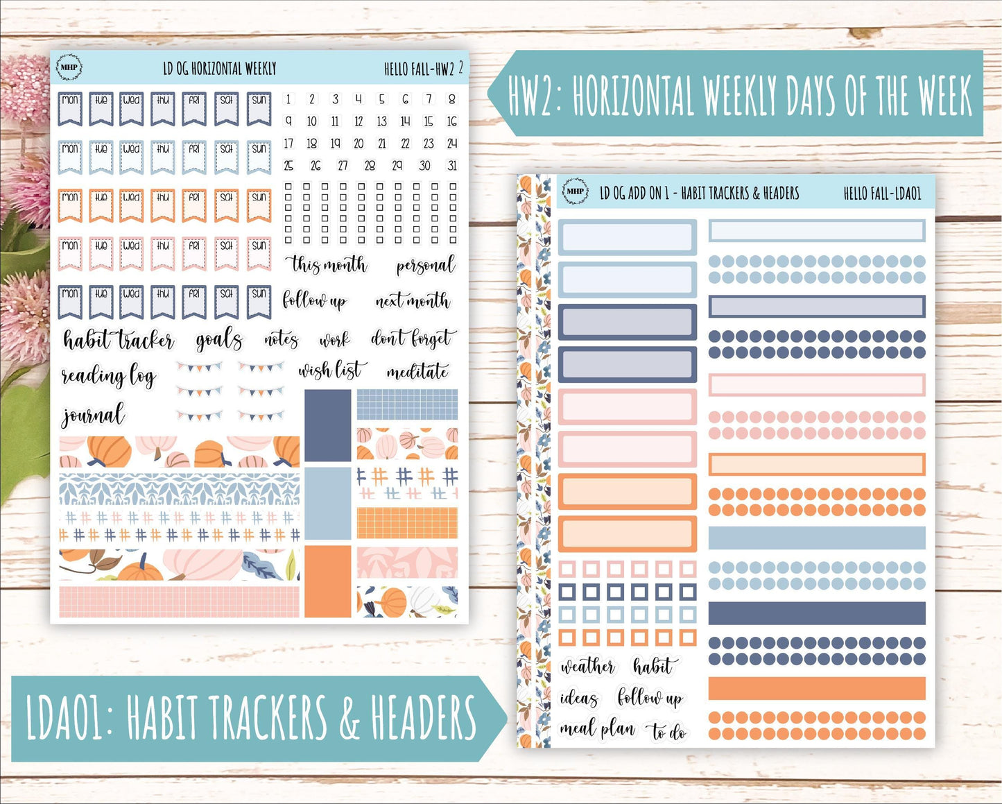 NOVEMBER Stickers for Large size Horizontal & Vertical Laurel Denise Planner. (Formerly Original or Standar Size) "Hello Fall" || OGHF
