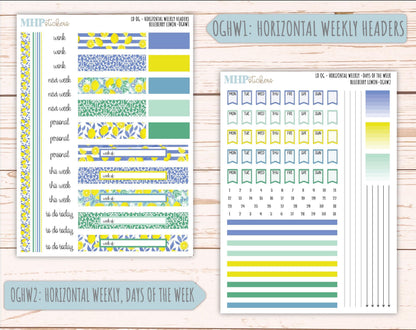 JULY 2025 Stickers for Large size Horizontal & Vertical Laurel Denise Planners. (Formerly Original Size) "Blueberry Lemon" || OGBL