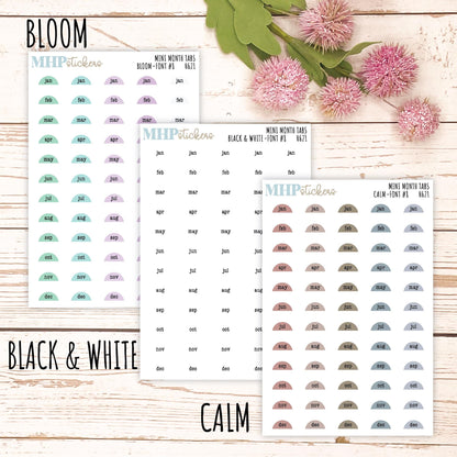 Month Tabs for Laurel Denise small Size Planners || H621
